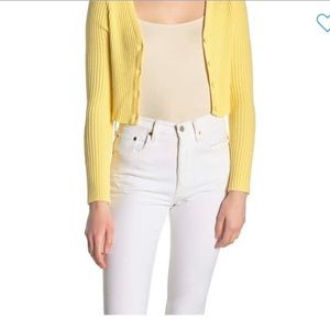 yellow cardigan